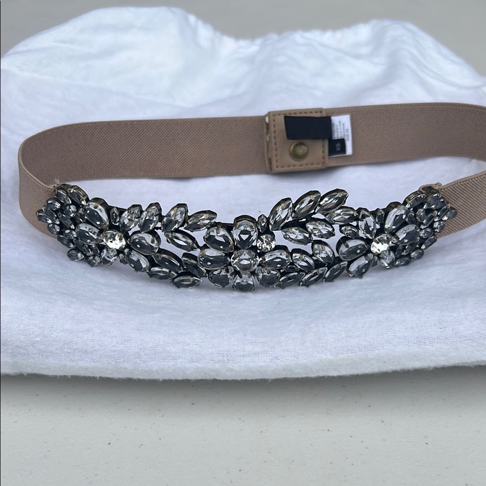 BCBG maxazria Elegant Tan and Silver Embellished Women's Belt